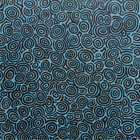 Mayan Waterhole #3 Aboriginal Art by Mawu-gi Artist Printmaker Painter Brent Emerson Gamilaraay Kamilaroi Linoleum Print