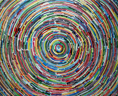 Gayarra-y gurru turn around revolve hole round Aboriginal Art by Mawu-gi Artist Printmaker Painter Brent Emerson Gamilaraay Kamilaroi Acrylic Painting