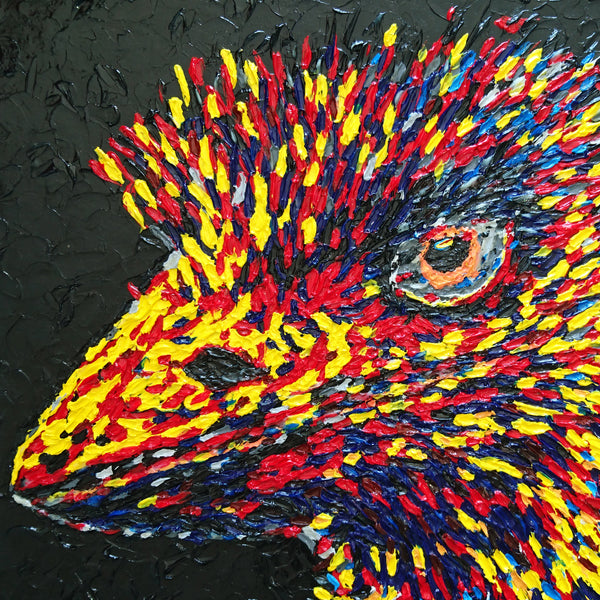 Dhinawan Emu III Aboriginal Art by Mawu-gi Artist Printmaker Painter Brent Emerson Gamilaraay Kamilaroi Acrylic Painting