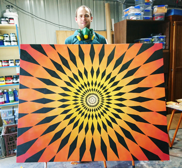 Yaraay Milu Gawaa-y watch sun III Aboriginal Art by Mawu-gi Artist Printmaker Painter Brent Emerson Gamilaraay Kamilaroi Acrylic Painting