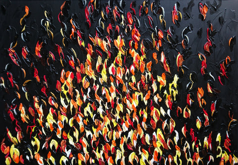 Wii Fire Aboriginal Art by Mawu-gi Artist Printmaker Painter Brent Emerson Gamilaraay Kamilaroi Acrylic Painting impasto